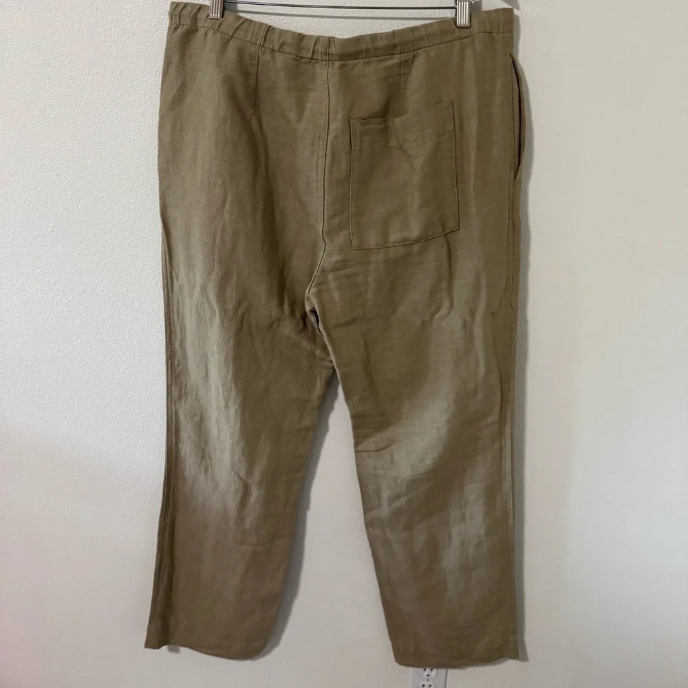 Banana Republic Onda Linen Cotton Blend Pant Khaki Beige Relaxed Fit 2024-Large